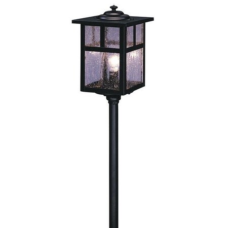 Arroyo Craftsman Low Voltage 5" Mission Stem Mount With T-Bar Overlay, Rustic Brown, Cream Glass LV18-M5TCR-RB